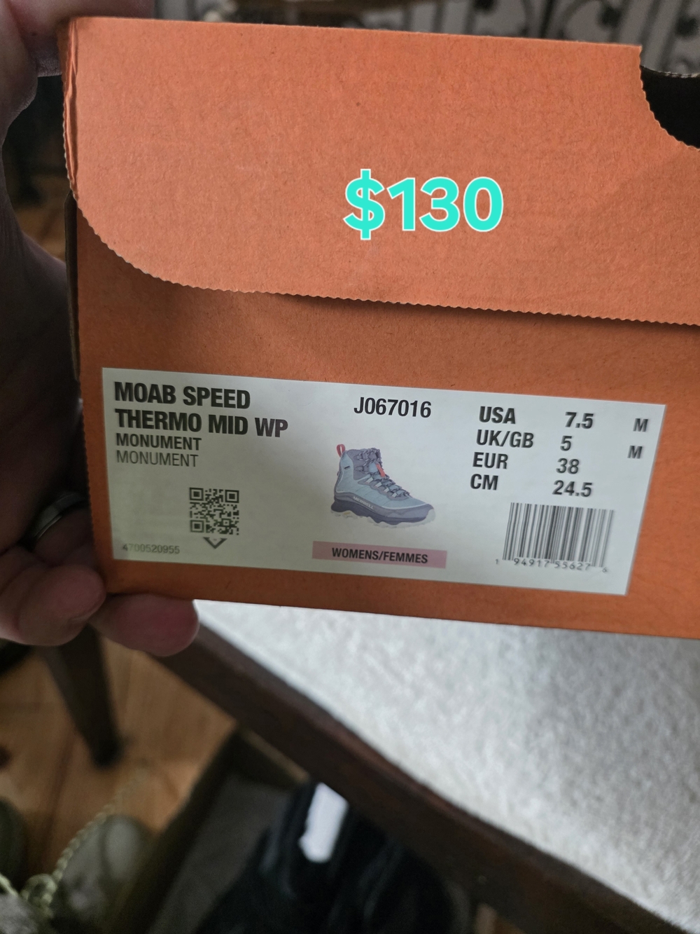 Merrell Moab Speed Thermo Mid WP Hiking Boots - Monument (Women's)
